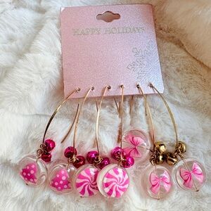 Festive Pink and Gold Earrings Set